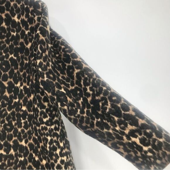 Talbots Black Tan Animal Leopard Print Button Up Wool Blend Coat - Picture 14 of 16
